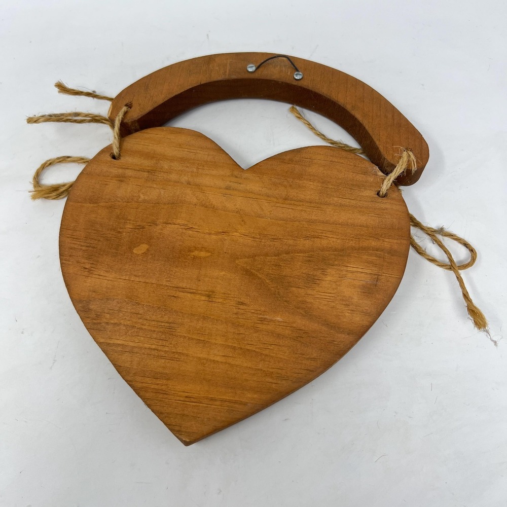 Vintage Wood Painted Heart "Grandparents" Hanging Wall Decor Cottagecore Country - Picture 4 of 8